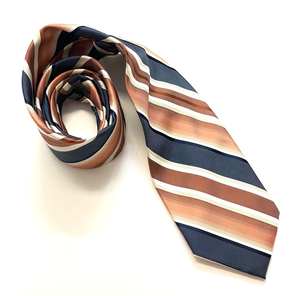 Harve Benard Vintage Light Brown Ombré & Gray Striped Tie